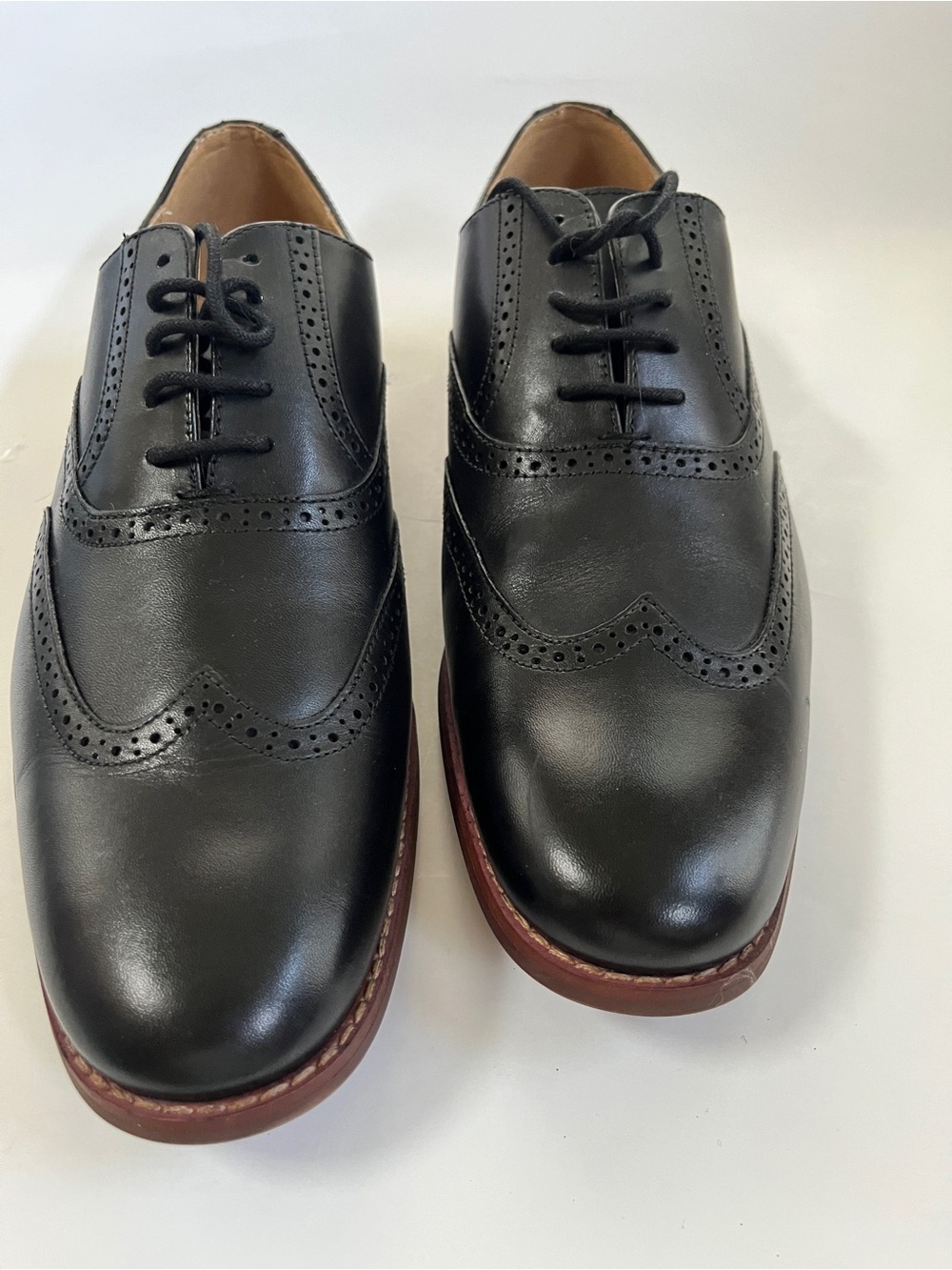 Goodfellow & Co Black Wingtip Derby Shoes with Brown Sole